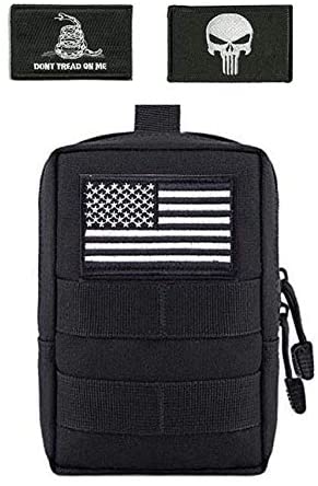 Antrix Pacho Molle Pouch Multi-Purpose Compact Tactical Waist Bags Small Utility Pouch with Tactical US Flag Punisher Don't Tread On Me Patch