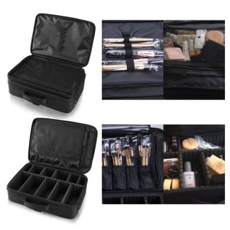 Hotrose® Professhional Large Space Makeup Brush Bag - Cosmetic Artist Organizer Kit - Handle Shoulder Bag - Travel Box