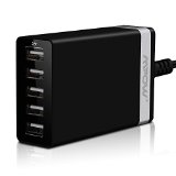 Mpow 40W8A 5-Port Ultra Portable Multiple USB Wall Charger Family-Sized Desktop Power Adapter with Xsmart Technology for iPhone 6s  6  5 iPad Series Samsung Galaxy S4 Note 3 Nexus and More