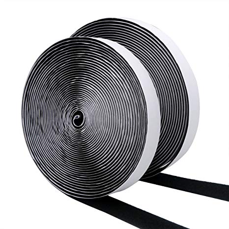 DEHAO 10M Black Self Adhesive Hook and Loop Strip Tape Set Sticky Tape Sticky Back Fastening Tape（Black)