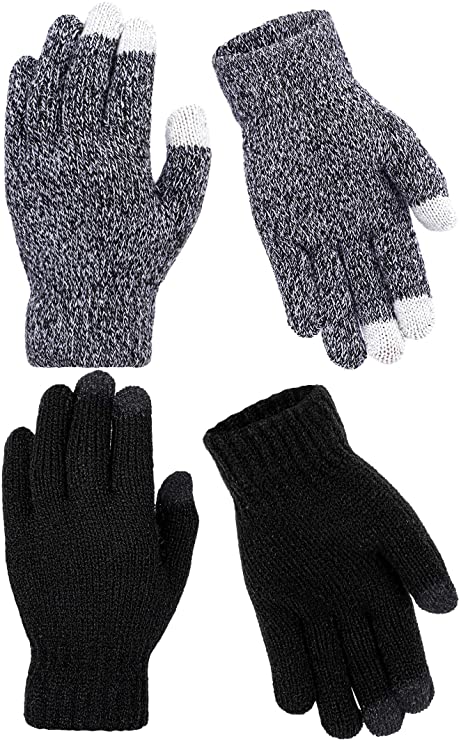 Cooraby 2 Pairs Kids Gloves Touchscreen Gloves Winter Stretch Knitted Gloves Magic Gloves for Boys and Girls