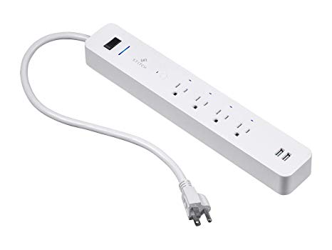 Monoprice Wireless Smart Power Strip - 4 Outlet with Two 2.1A USB Ports, 125V, 1875W No Hub Required, Compatible with Alexa and Google Home - from Stitch Smart Home Collection