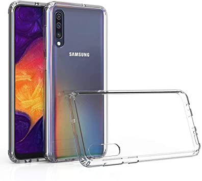 Cbus Wireless Flexible Case with Crystal Clear Rigid Back Cover for Samsung Galaxy A50, A50s, A30s — Drop Tested Protection (Clear)