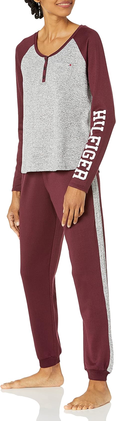 Tommy Hilfiger Women's Sleepwear Long Sleeve Henley & Jogger Pajama Set