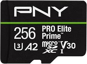 PNY 256GB PRO Elite Prime™ C10 U3 V30 A2 microSDXC Flash Memory Card – Ultra-Fast Speeds, Read 200MB/s, Write 150MB/s, 4K UHD, Full HD, UHS-I, for Smartphones, Drones, Action Cameras