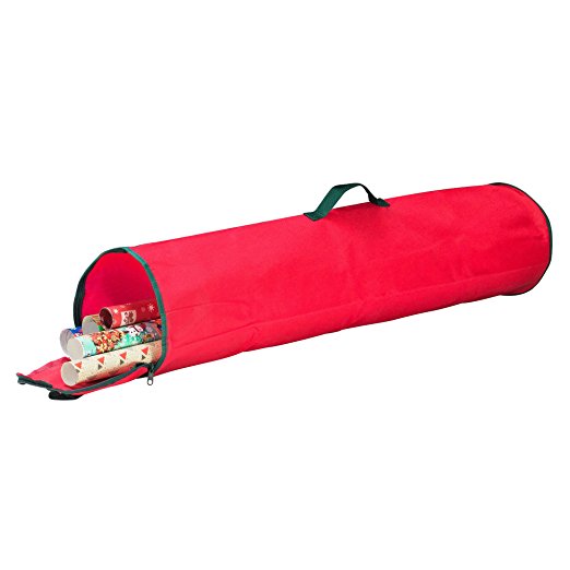 Elf Stor 40-Inch Wrapping Paper Storage Bag with Handles, Red