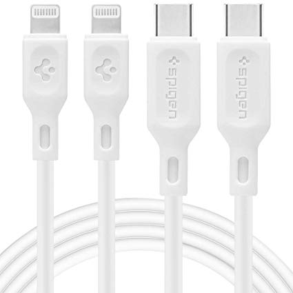 Spigen DuraSync USB C to Lightning Cable [2-Pack] [3ft MFi Certified] [Supports Power Delivery] Works with iPhone 11,11 Pro,11 Pro Max, XR, XS, XS Max, X, 8, 8 Plus, iPad with Lightning Charger Port