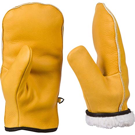 Chopper Mitts, Top-Grain Cowhide Leather, Sherpa Lined Mens Cold Weather Mitten Gloves