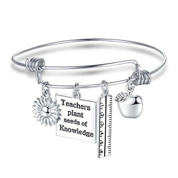 Udobuy Teacher Bangle Bracelet-Teacher Gift, Show Your Teacher Appreciation Thank You Gifts for Teachers