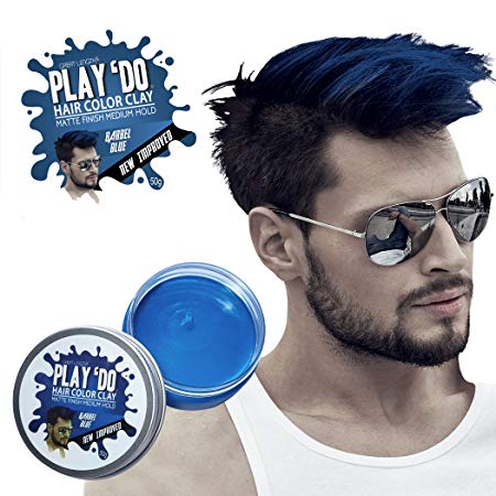 Play 'Do Temporary Hair Color, Hair Wax, Hair Clay, Mens Grooming, Blue hair dye(1.8 ounces)