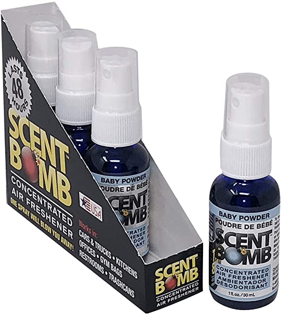 Scent Bomb Air Freshener - Baby Powder 1 oz Spray - 4 Count Bottle Pack