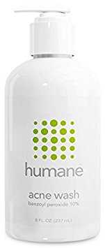 Humane Benzoyl Peroxide 10% Acne Treatment Body & Face Wash, 8 Ounce by humane