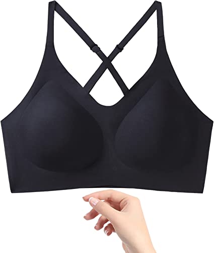 PRETTYWELL Invisible Bras for Women Comfortable, Convertible Triangle Bralette Bras Padded,Seamless Comfort Wirefree Bra