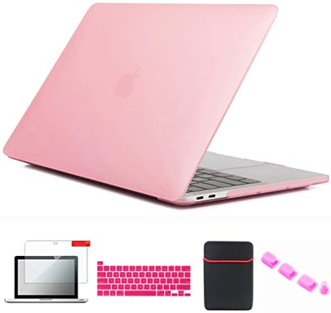 Se7enline 2020 MacBook Pro 13 inch Case New Model A2251/A2289 Plastic Hard Shell Laptop Cover for MacBook Pro 13-inch with Touch Bar with Sleeve, Keyboard Cover, Screen Protector, Dust Plug, Pink
