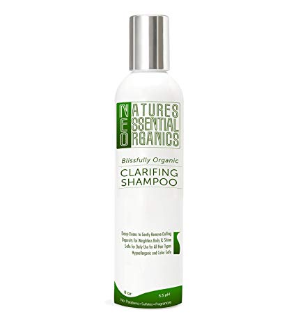 Shampoo Clarifying. Organic and Sulfate Free with Aloe Vera. Gentle, Hypo-Allergenic. Cruelty Free & Color Safe. USA Made. 8oz.