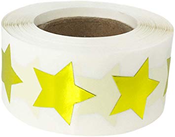 Metallic Gold Star Shape Stickers Shiny Foil Teacher Supplies 3/4 Inch 500 Adhesive Labels