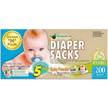 Green N Pack Easy-Tie Scented Baby Diaper Sacks  Diaper Bags 200-Count