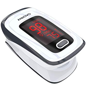 ANKOVO Pulse Oximeter Fingertip Blood Oxygen Saturation Monitor Pulse Rate and SpO2 Level Portable with Lanyard and Batteries