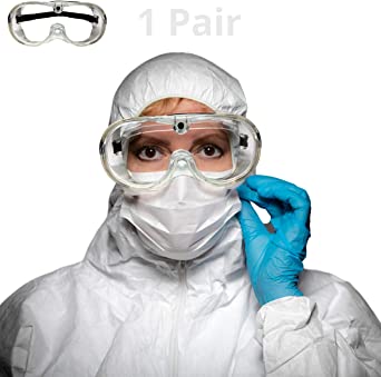 Safety Goggles - Lab Glasses - Medical Face Protection - Clear Lens Anti-Splash - Dust Proof Wearable Eyeglasses - 1 Pair