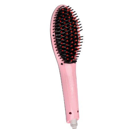 Pink Hair Straightener Ceramic Detangling Brush Pro Electric Comb Straight Natural Silky Hair Styles Straightening Iron Treatment Anion Moisturizing Hydrating Care Anti-scald Massager