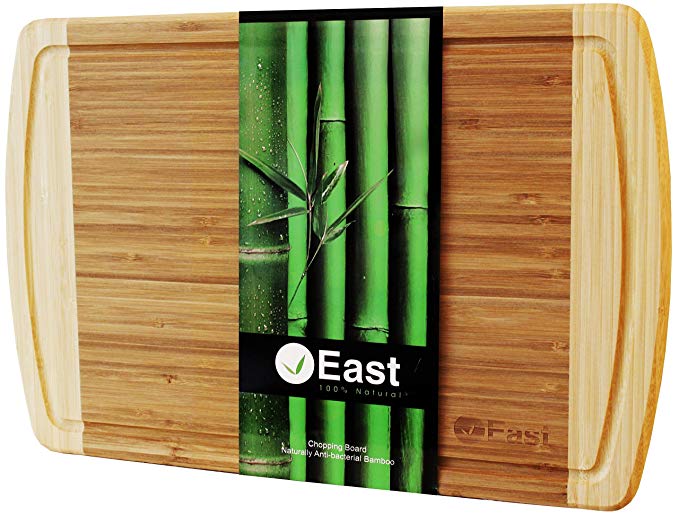 CLEARANCE SALE! Extra Large (18x12) All Natural Organic Bamboo Wood Cutting Board- All Purpose Premier Kitchen Butcher Block with Juice Groove- by East