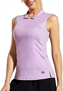 MIER Women's Sleeveless Golf Shirt Tank Top Collared Tennis Polo Shirts with Zip Quick Dry