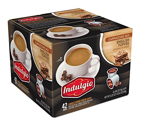 Indulgio English Toffee Cappuccino Single Serve K-cup, 42 Count (Compatible with 2.0 Keurig Brewers)