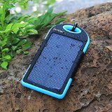Solar Charger 5000mAh Solar Power Bank Dual USB Port Portable ChargerSolar Battery Charger for iPhoneiPadCell PhoneTabletCameraWaterproofDust-Proof and Shock-Resistant