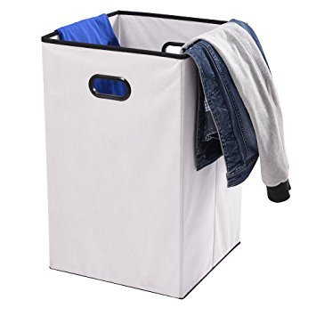 Foldable Laundry Hamper, MaidMAX 74-Liter Nonwoven Cloth Storage Cube with Dual Handles for Clothes Storage for Gift, White