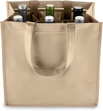 6 Bottle Non Woven Tote In Beige by True