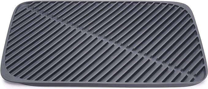 Joseph Joseph Flume - Tapis d'égouttage pliable en silicone, surface en caoutchouc souple, gris, large