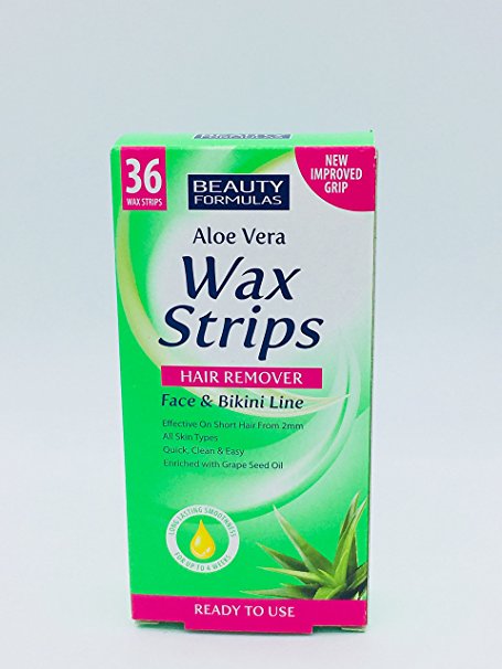 Aloe Vera Wax Strips for Bikini Line Face Lips Epilation Women Men Hair Removal (Pack of 36)