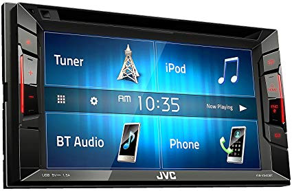 JVC Multimedia Receiver w/ WVGA Clear Resistive Touch Monitor, 6.2" (KW-V240BT)