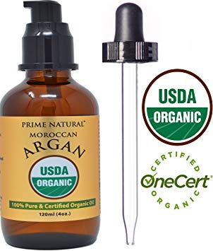 Moroccan Organic Argan Oil - 4oz USDA Certified - Cold Pressed, Extra Virgin, Unrefined - 100% Pure Argania Spinosa - Best for Face, Hair, Skin & Nails - Anti-Aging, Hair Growth, Natural Moisturizer