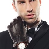 Luxury Mens Touchscreen Texting Winter Italian Nappa Leather Dress Driving Gloves Cashmere or Wool Lining