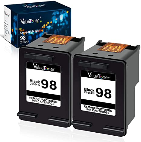 Valuetoner Remanufactured Ink Cartridge Replacement for HP 98 (C9364WN) for Officejet 150 100 6310 H470, PhotoSmart 2570 2575 8050 C4180 C4150, Deskjet 460 5940 D4145 D4155 Printer (Black, 2 Pack)