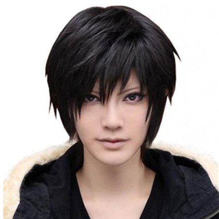 Amybria Men's Beautiful Male Black Short Straight Hair Wig/Wigs Cosplay Party