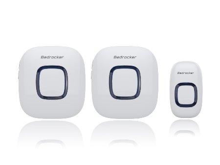 Bedrocker® Unique Wireless Doorbell Set with Flashing LED Indicator, 1000 Feet Operating Range , 4 Level Adjustable Volume Settings,Easy to Add Additional Remote Buttons or Plugin Chimes,White