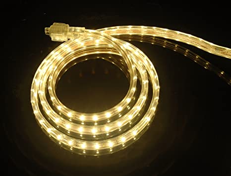 CBConcept UL Listed, 164 Feet, 18000 Lumen, 3000K Warm White, Dimmable, 120V AC Flexible Flat LED Strip Rope Light, 3000 Units 3528 SMD LEDs, Indoor Outdoor Use, Accessories Included, Ready to use
