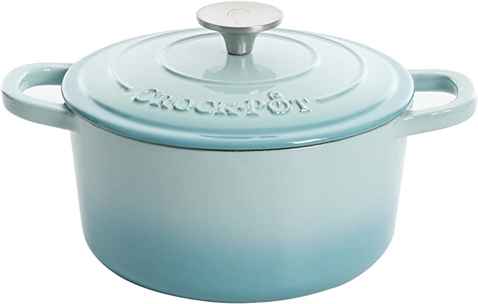 Crock-Pot Artisan Round Enameled Cast Iron Dutch Oven, 3-Quart, Aqua