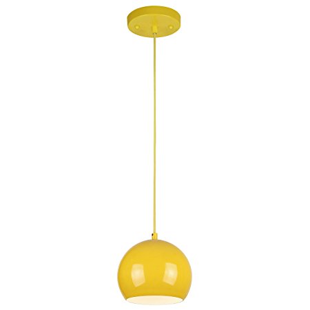 Westinghouse 6101900 Casual One-Light Adjustable Mini Pendant with Metal Shade, Yellow Finish