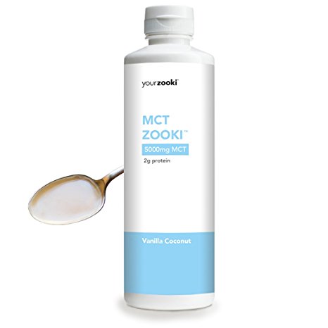 Emulsified MCT Oil, Vanilla Coconut | 100% Coconut C8+C10 Medium Chain Triglycerides | Pure Natural Energy From Healthy Fats | Sugar Free, Sustainably Sourced | 450ml bottle | MCT Zooki by YourZooki
