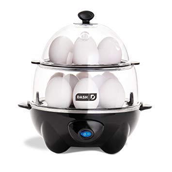 Dash Deluxe Rapid Egg Cooker: 12 Egg Capacity Electric Egg Cooker: Hard Boiled Eggs, Poached Eggs, Scrambled Eggs, Omelets, Steamed Vegetables, Seafood, Dumplings & More w/Auto Shut Off Feature Black