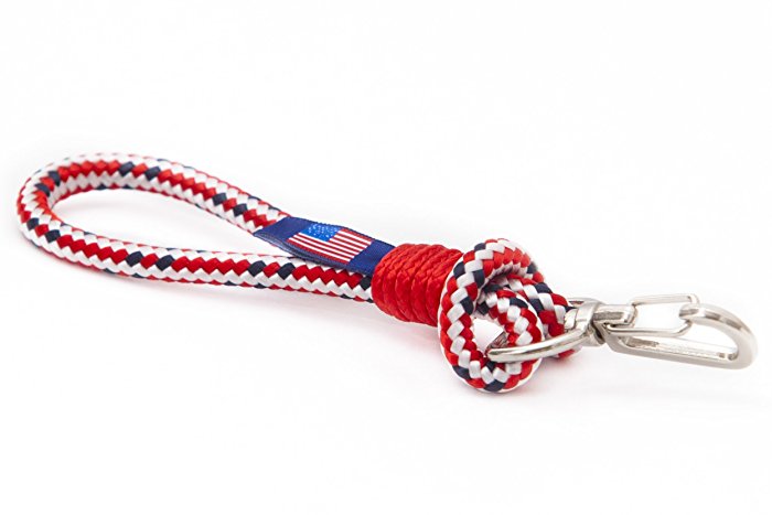 High-quality red, black and white handmade nautical maritime yachting rope fashionable waterproof light key-chain key-ring car-ring charm - ZADAR COLLECTION