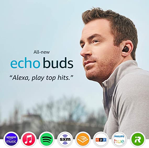 All-new Echo Buds (2nd Gen) | Wireless earbuds with active noise cancellation and Alexa | Wireless charging case | Black