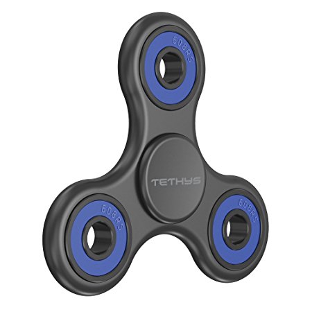TETHYS Fidget Spinner [Black/Blue] Prime Stress Reducer toys for Kids, Adult [Nano-608 Series] Single/both Hands Focus Toys Perfect For ADHD, Anxiety, Autism, Boredom (TT000020)