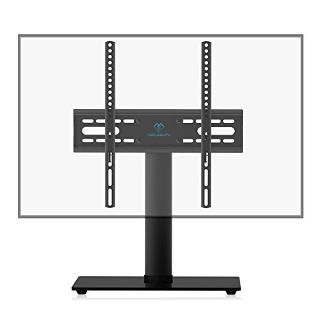 Universal TV Stand - Table Top TV Stand for 23-55 inch LCD LED TVs - Height Adjustable TV Base Stand with Tempered Glass Base & Wire Management, VESA 400x400mm