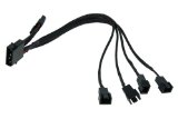 Phobya 4-Pin Molex to 4 x 3-Pin Fan Connector Cable Power 4 Fans from 1 Molex Connection
