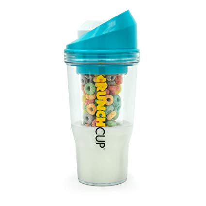The CrunchCup - A Portable Cereal Cup - No Spoon. No Bowl. It's Cereal On The Go. (Blue)