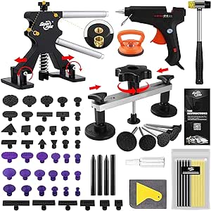 Fly5D Dent Removal Kit, Car Dent Puller, 69pcs Paintless Dent Repair Tools Comes with Suction Cup Dent Puller Can Removal 99% of Car Dents in 30 Minutes for Car Hail Damage and Door Dings Repair